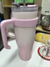 史努比（SNOOPY）保溫杯男女士巨無(wú)霸大容量辦公保溫保冷不銹鋼吸管杯配吸管1.1L粉 曬單實(shí)拍圖