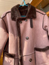 德瑪納冬學(xué)院風(fēng)撞色絨面復合棉服雙排扣毛邊棉衣外套女長(cháng)款 皮粉 L  曬單實(shí)拍圖