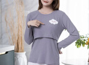 幸孕日哺乳上衣純棉秋衣秋冬季大碼孕婦外出喂奶衣春秋時(shí)尚內搭打底衫女 云朵笑臉哺乳衣-灰色 XL碼 曬單實(shí)拍圖