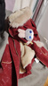 迪士尼寶寶女童外套冬季2026新款兒童紅色保暖連帽派克服加厚拜年服棉服 曬單實(shí)拍圖