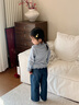 幼歌（YOUGE）女童春季新款純棉元氣寬松牛仔褲中小童百搭柔軟直筒褲 牛仔藍 100 cm 曬單實(shí)拍圖
