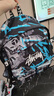 潮流涂鴉雙肩包大容量男初中高中生書(shū)包女時(shí)尚休閑電腦背包旅行包 藍色無(wú)掛式 32*14*46 曬單實(shí)拍圖