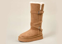 星期六雪地靴女厚底加絨加厚高筒東北棉鞋2025冬季新款百搭防寒時(shí)裝靴 卡其色 36 (230mm) 標準碼 曬單實(shí)拍圖