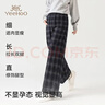 英氏（YEEHOO）A類(lèi)孕婦褲彈力腰頭垂感百搭無(wú)托腹休閑直筒闊腿褲全孕期可穿 A類(lèi)-無(wú)托腹格子褲-經(jīng)典復古 M 曬單實(shí)拍圖