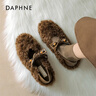 達芙妮毛毛鞋女2025新款冬季爆款百搭蝴蝶結保暖棉鞋加絨保暖單鞋 棕色 36 曬單實(shí)拍圖