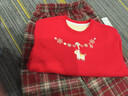 巴布豆（BOBDOG）女童過(guò)年服紅色衣服套裝加絨衛衣冬新年衣服拜年服 酒紅+格紅160 曬單實(shí)拍圖