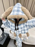 另約睡衣女秋冬季新款三層夾棉加絨加厚卡通珊瑚絨冬天外穿高級家居服 A69511 格子小狗 L 曬單實(shí)拍圖