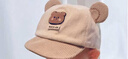 眺德高寶寶鴨舌帽子秋冬季韓版薄男女童可愛(ài)小熊防曬燈芯絨嬰兒春秋軟檐 燈芯絨rock熊貼鴨舌-卡其色 建議8個(gè)月-2歲（46-50cm) 曬單實(shí)拍圖