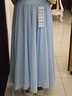 COMIC SOUL720度大擺裙 雙層雪紡新疆廣場(chǎng)舞服裝半身裙孔雀藍古典舞蹈飄逸 淺藍色720度雙層 M 90裙長(cháng) 曬單實(shí)拍圖