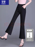 羅蒙（ROMON）小個(gè)子秋冬季微喇褲女2025新款加絨九分高腰顯瘦黑色西褲女松緊腰 黑色【八分-小個(gè)子】 加絨 L 建議100-110斤 曬單實(shí)拍圖