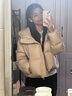 三彩2025冬季新款短款羽絨服連帽白鴨絨面包服寬松純色簡(jiǎn)約女 蜜桃粉 S 155/80A 曬單實(shí)拍圖