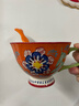 松發(fā)瓷器陶瓷釉下彩杯子男咖啡杯馬克杯大容量田園早餐杯家用辦公喝水杯女 橙底小藍花1個(gè)裝450ml 曬單實(shí)拍圖
