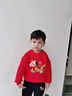 WASSUP WKENG聯(lián)名兒童紅色加絨圓領(lǐng)衛衣套裝2026馬年12歲男女童本命年拜年衣服 紅色+黑褲子（春秋款） 130 130cm 兒童尺碼推薦【46-55斤】 曬單實(shí)拍圖