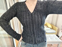 三吉黑花【靜觀(guān)】釘珠細閃針織打底衫內搭100綿羊毛2025新款上衣 瀾黑(100綿羊毛) L 曬單實(shí)拍圖