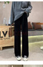 啄木鳥(niǎo)（TUCANO）大碼胖MM金絲絨闊腿褲女春秋冬2026新款垂感高腰寬松直筒黑色褲子 黑色 3XL 建議155-190斤 曬單實(shí)拍圖