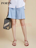 PORTS寶姿商場(chǎng)同款春夏新款女裝空境藍粗花呢短褲女LD8P085PFD117 SILVER CLOUD S (4) 曬單實(shí)拍圖