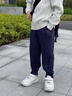 POLOWALK新品2024秋季新款男女童小毛圈運動(dòng)美式休閑衛褲束腳 藏青 130 cm 曬單實(shí)拍圖