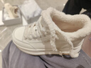 百麗（Belle）簡(jiǎn)約休閑靴女冬季新款商場(chǎng)同款厚底增高高幫休閑鞋E6S1DDD5 米色-絨里 39 (245mm) 曬單實(shí)拍圖