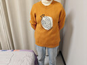 LAGOGO石榴撞色印花毛衣女拉谷谷冬季新款圓領(lǐng)慵懶風(fēng)針織衫上衣 桔黃色(J3) M 160/38 曬單實(shí)拍圖