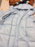 雪中飛云朵泡芙中長(cháng)款90白鴨絨2025款韓版連帽冬季百搭羽絨服女 水藍 S 曬單實(shí)拍圖