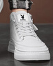 花花公子男鞋2026春夏季新款休閑小白鞋子男士高幫板鞋潮流透氣馬丁靴 白色 42 曬單實(shí)拍圖