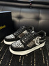 卡賓鞋子男款春季新品豹紋印花男士板鞋百搭厚底增高休閑鞋小眾潮鞋男 黑色 41 【標準皮鞋尺碼】 曬單實(shí)拍圖
