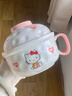 kitty手把泡面碗釉下彩陶瓷大容量一人食餐具套裝可愛(ài)高顏值 kt貓手把泡面碗+碗蓋+勺 曬單實(shí)拍圖