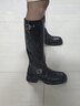 百麗（Belle）牛皮休閑舒適騎士靴女商場(chǎng)同款顯瘦長(cháng)筒靴3NC72DG4 黑色 38 (240mm) 曬單實(shí)拍圖