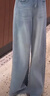 茵曼（INMAN）加絨加厚保暖直筒闊腿褲女2025冬季時(shí)尚百搭高腰顯瘦牛仔褲子 牛仔藍 69.1%棉 30 曬單實(shí)拍圖
