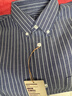 MUJI男式 免熨燙 紐扣領(lǐng)長(cháng)袖襯衫 男士 男裝 襯衣 純棉全棉AC1WJA4S 藏青色條紋 S 165/84A 曬單實(shí)拍圖