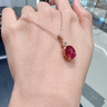 廷亮2.2克拉鴿血紅碧璽吊墜18K金鑲鉆彩色寶石吊墜高凈度 現貨單吊墜 曬單實(shí)拍圖
