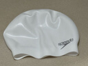 速比濤（Speedo） 成人泳帽硅膠時(shí)尚經(jīng)典款純色男女長(cháng)發(fā)防水護耳大號不勒游泳帽 白色 曬單實(shí)拍圖