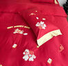 Lady Laura富安娜出品100Pro長(cháng)絨棉純棉四件套全棉被套床單本命年床上用品 馬上暴富-紅色【贈送馬年抱枕一個(gè)】 床單款 1.5m四件套 曬單實(shí)拍圖