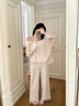 倩升性感露肩睡衣女秋冬季保暖加絨加厚長(cháng)褲長(cháng)袖高級感蕾絲邊冬家居服 0883XI 奶杏 XL 曬單實(shí)拍圖