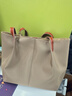 ANDSEEYOU輕便防水牛津布大包文藝尼龍托特包手提包女簡(jiǎn)約大容量帆布單肩包 卡其色 曬單實(shí)拍圖