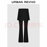 UR2025秋季新款女裝假兩件設計感裙褲修身喇叭褲UYV650021 正黑 (偏長(cháng)) M 曬單實(shí)拍圖