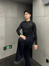 維動(dòng)（VEIDOORN）新款運動(dòng)套裝男女跑步緊身衣室內外高彈透氣長(cháng)袖健身衣七分褲子 【黑色】V7358+4114 XL 曬單實(shí)拍圖