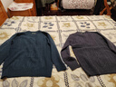 春竹加厚100%純羊毛25秋冬新款絞花純色圓領(lǐng)毛衣休閑百搭保暖羊毛衫男 夜蘭 XL 115CM 曬單實(shí)拍圖