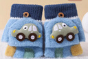 愛(ài)寶適兒童手套冬季保暖寶寶翻蓋半截手套男童寫(xiě)字加厚分指套T238 藍色 曬單實(shí)拍圖