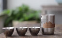 DABRION高檔純鈦旅行茶具茶杯便攜式泡茶杯戶(hù)外露營(yíng)隨身茶具禮盒套裝 鈦銀 一壺4杯 曬單實(shí)拍圖