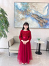 衣諾坊女童晚禮服公主裙酒紅長(cháng)裙主持人兒童小女孩鋼琴演奏演出服 140 曬單實(shí)拍圖