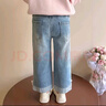 女童褲子秋裝2025秋冬新款中小童直筒褲女孩洋氣牛仔褲兒童闊腿褲 K-158小兔牛仔褲 110 建議身高100-110cm 曬單實(shí)拍圖