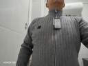 夢(mèng)特嬌（MONTAGUT）秋冬男士針織開(kāi)衫半高領(lǐng)加厚保暖拉鏈外套毛衣 灰色 54  曬單實(shí)拍圖