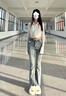 美麗衣櫥（BEAUTIFUL WARDROBE）休閑百搭微喇牛仔褲2026春秋季韓系辣妹高腰顯高顯瘦舒適女士長(cháng)褲 曬單實(shí)拍圖