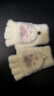 慕栢森愛(ài)溫暖提花針織半指翻蓋手套女冬季保暖仿貂毛學(xué)生寫(xiě)字手套 貓爪款【白色一雙裝】 曬單實(shí)拍圖