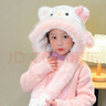 兒童耳朵會(huì )動(dòng)可愛(ài)kt貓毛絨帽子圍巾一體加厚保暖防寒騎車(chē)護耳帽女 粉色kt3-12歲 無(wú)規格 曬單實(shí)拍圖