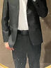 羅蒙西服套裝男士商務(wù)修身西裝男職業(yè)正裝小西服新郎伴郎結婚禮服外套 黑色雙扣【西服+西褲+襯衫】 4XL /190【160-175斤】+7件禮品 曬單實(shí)拍圖