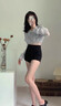 COSMICKISS黑色辣妹短褲加絨打底短褲秋冬新款美式高腰辣妹休閑緊身彈力熱褲 【加絨】黑色 M 【90-110斤】 曬單實(shí)拍圖