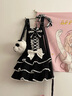 TO ALICE【To Alice】熊之原創(chuàng  )lolita古早昭和蛋糕三層裙擺背帶裙襯衫套裝 C8637黑色背帶裙 S 曬單實(shí)拍圖