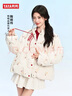 鴨鴨（YAYA）鞠婧祎同款騏驥紅羽絨服女短款2025冬季新款時(shí)尚甜美印花保暖外套 米白色 【明星同款/冰淇淋系列】 M (160/84A) 曬單實(shí)拍圖